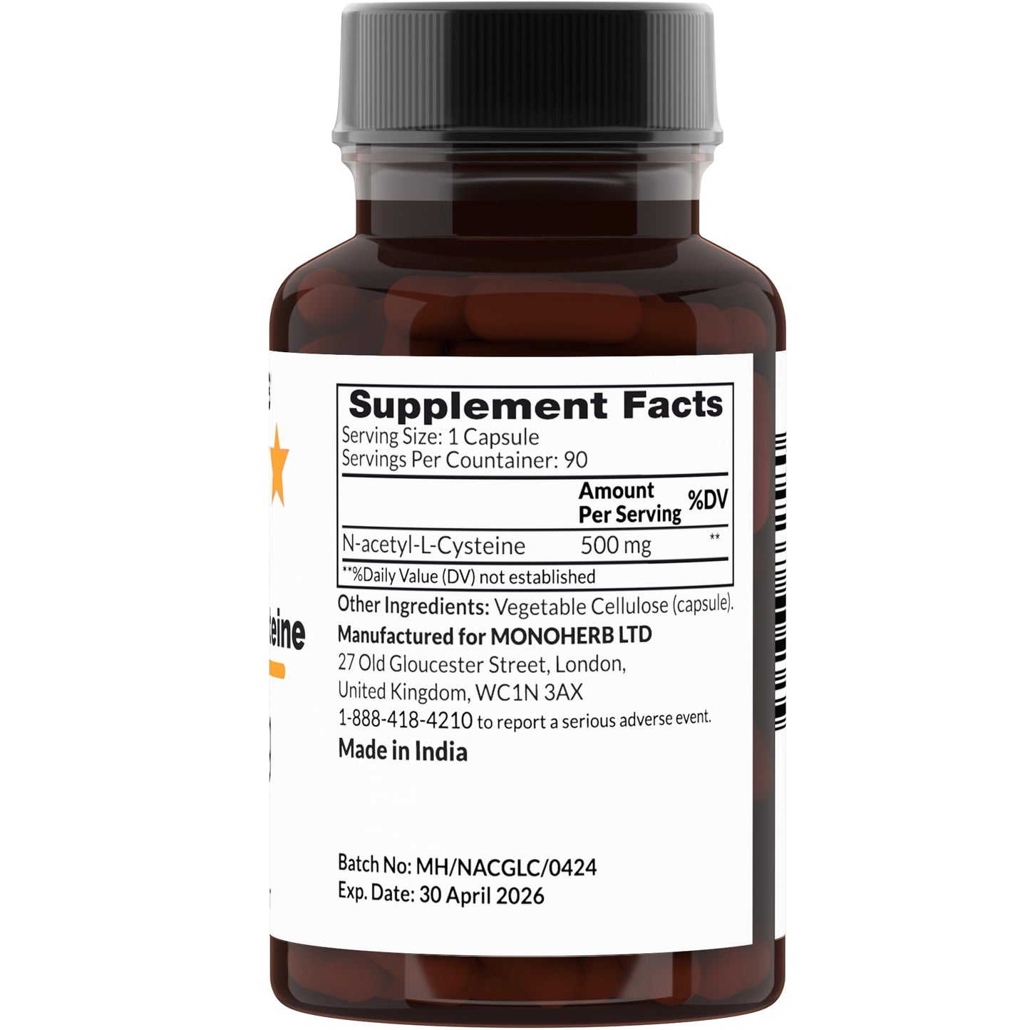 N-Acetyl-L-Cysteine (NAC) 500 mg – 90 Veg Capsules