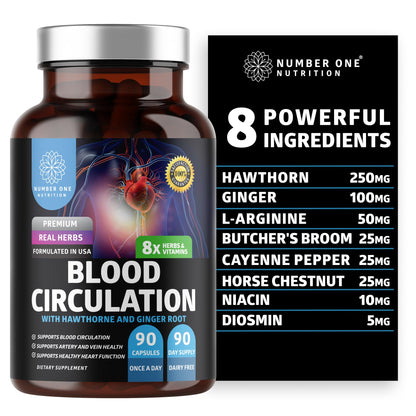 Number One Nutrition Blood Circulation Supplement for Women & Men – 90 Caps