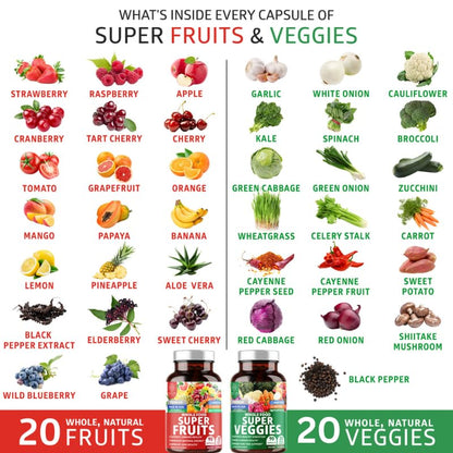 N1N 4-Pack Premium Super Fruits & Veggies, 360 Caps | Whole-Food Vegan