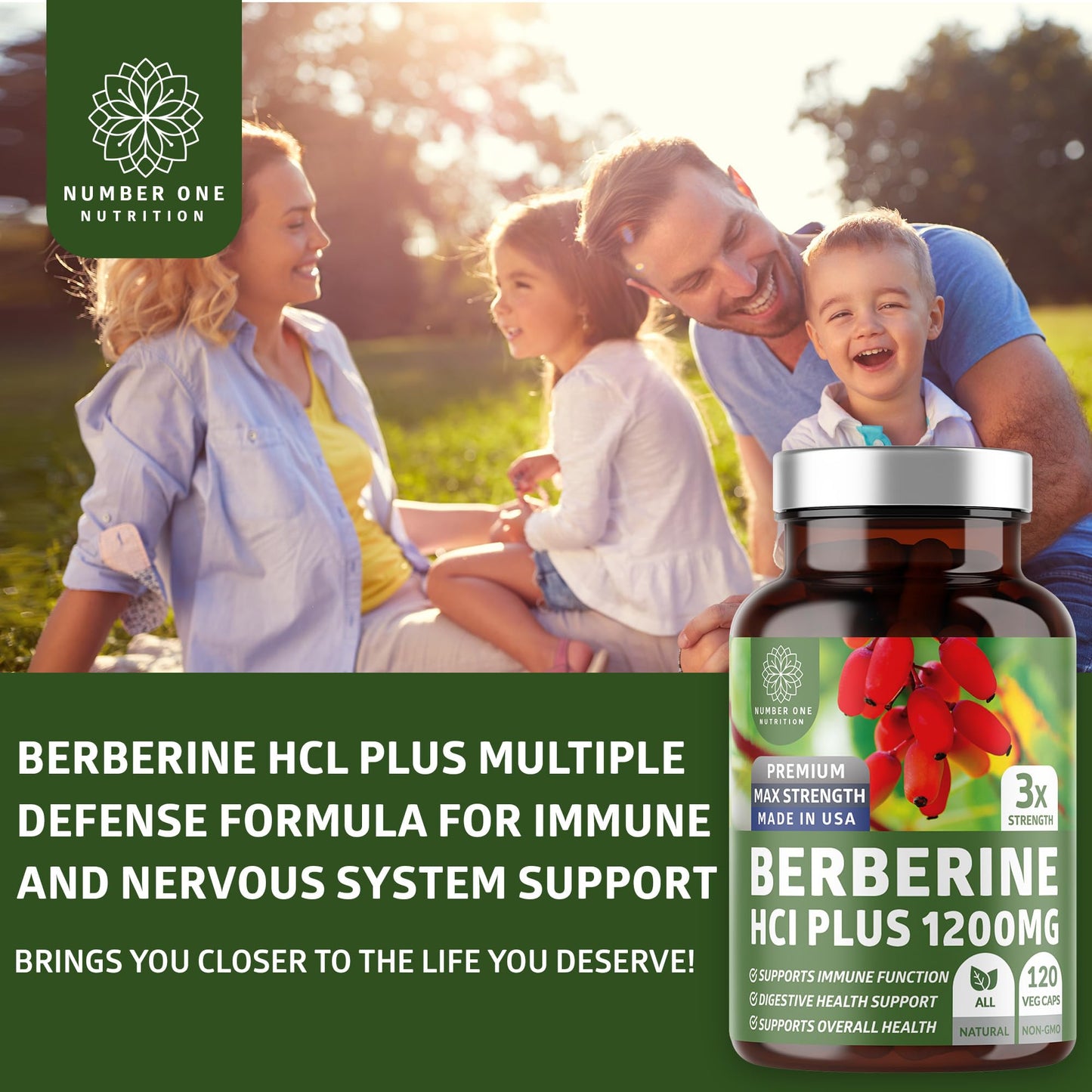 Number One Nutrition N1N Premium Berberine Plus 1200mg - 120 Caps