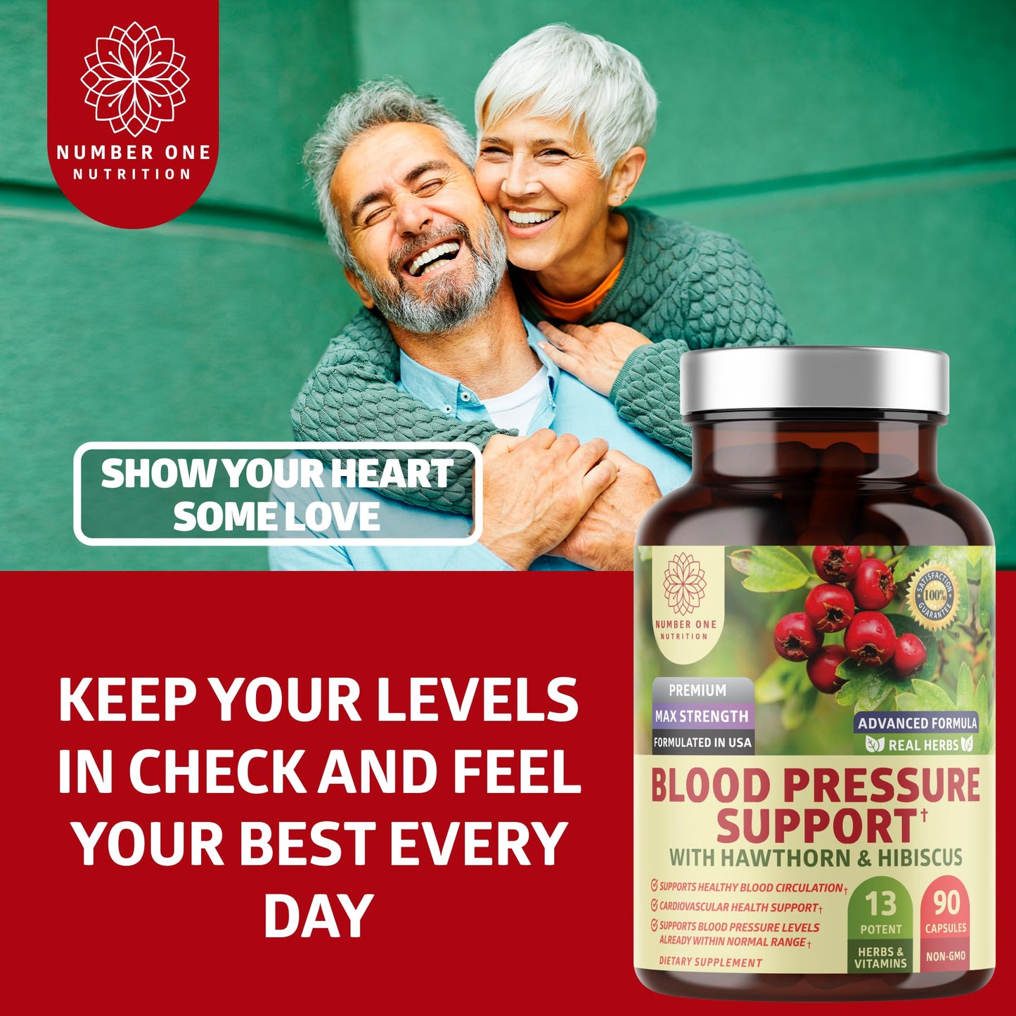N1N 2-Pack Blood Pressure Support with Hawthorn & Hibiscus, 180 Caps