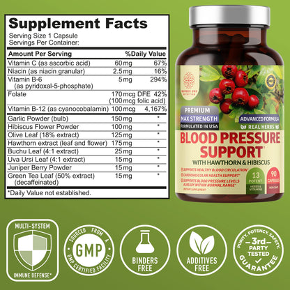 N1N 2-Pack Blood Pressure Support with Hawthorn & Hibiscus, 180 Caps