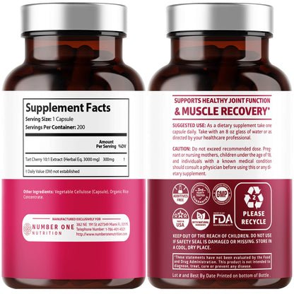 N1N Tart Cherry Extract Capsules – 200 Veg Caps (Pack of 2), 3000 mg