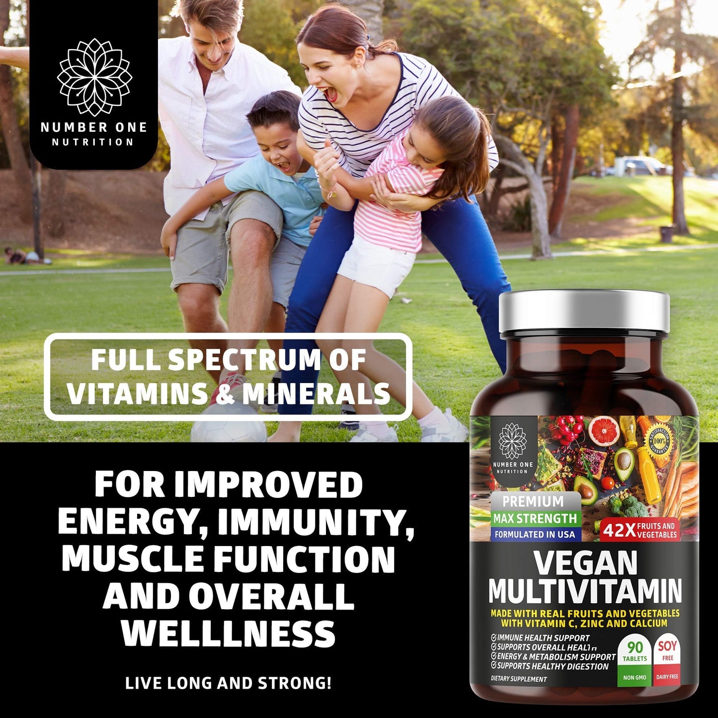 N1N Premium Plant-Based Multivitamin - 42 Ingredients, 90 Tablets