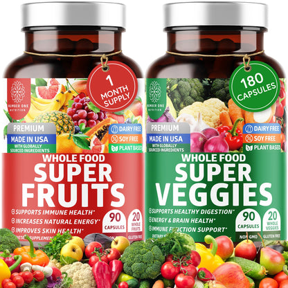N1N Premium Super Fruits & Veggies Supplement – 180 Caps | Whole Food Nutrition