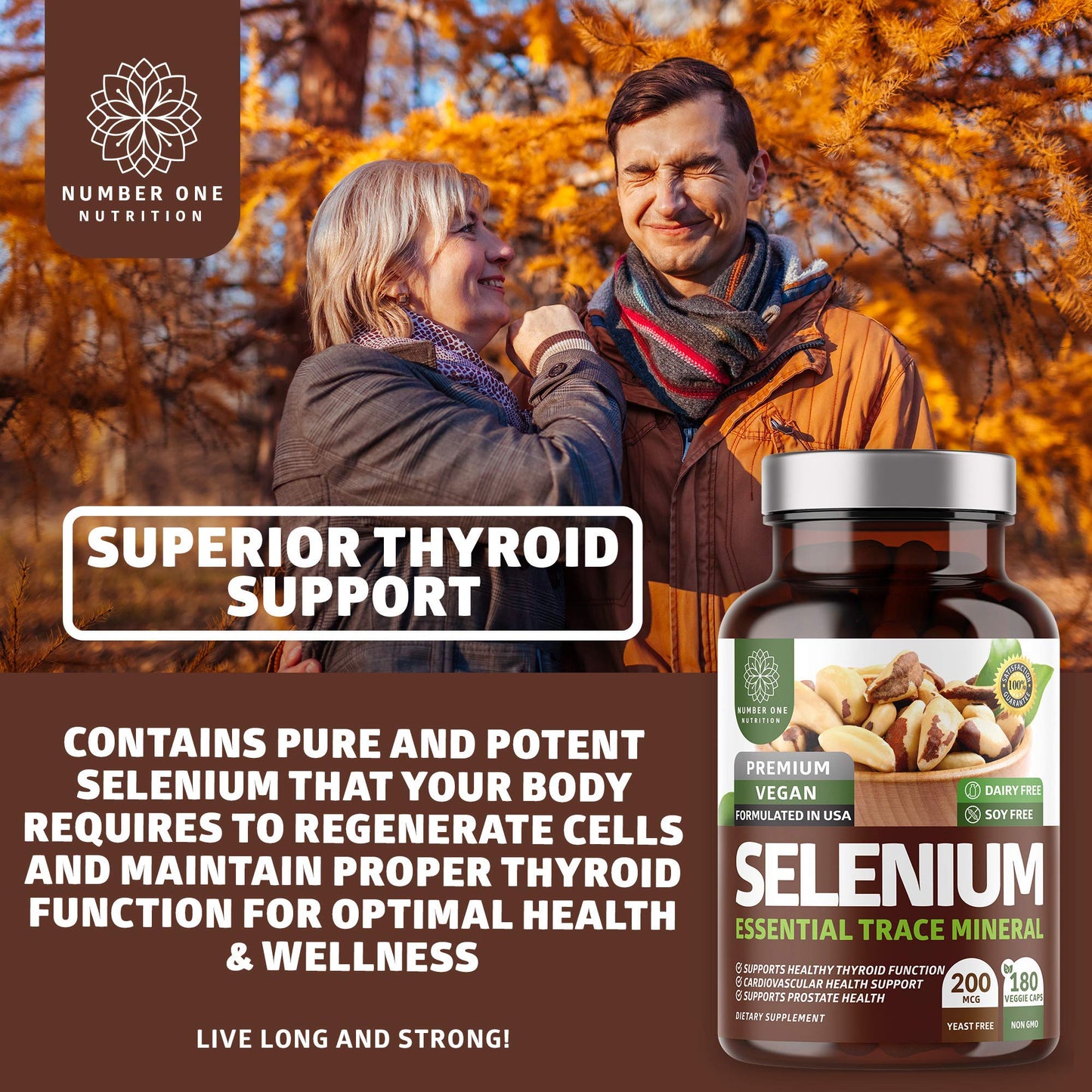 N1N Premium Pure Selenium 200MCG Max Absorption – Immunity & Prostate Support, 180 Veg Caps