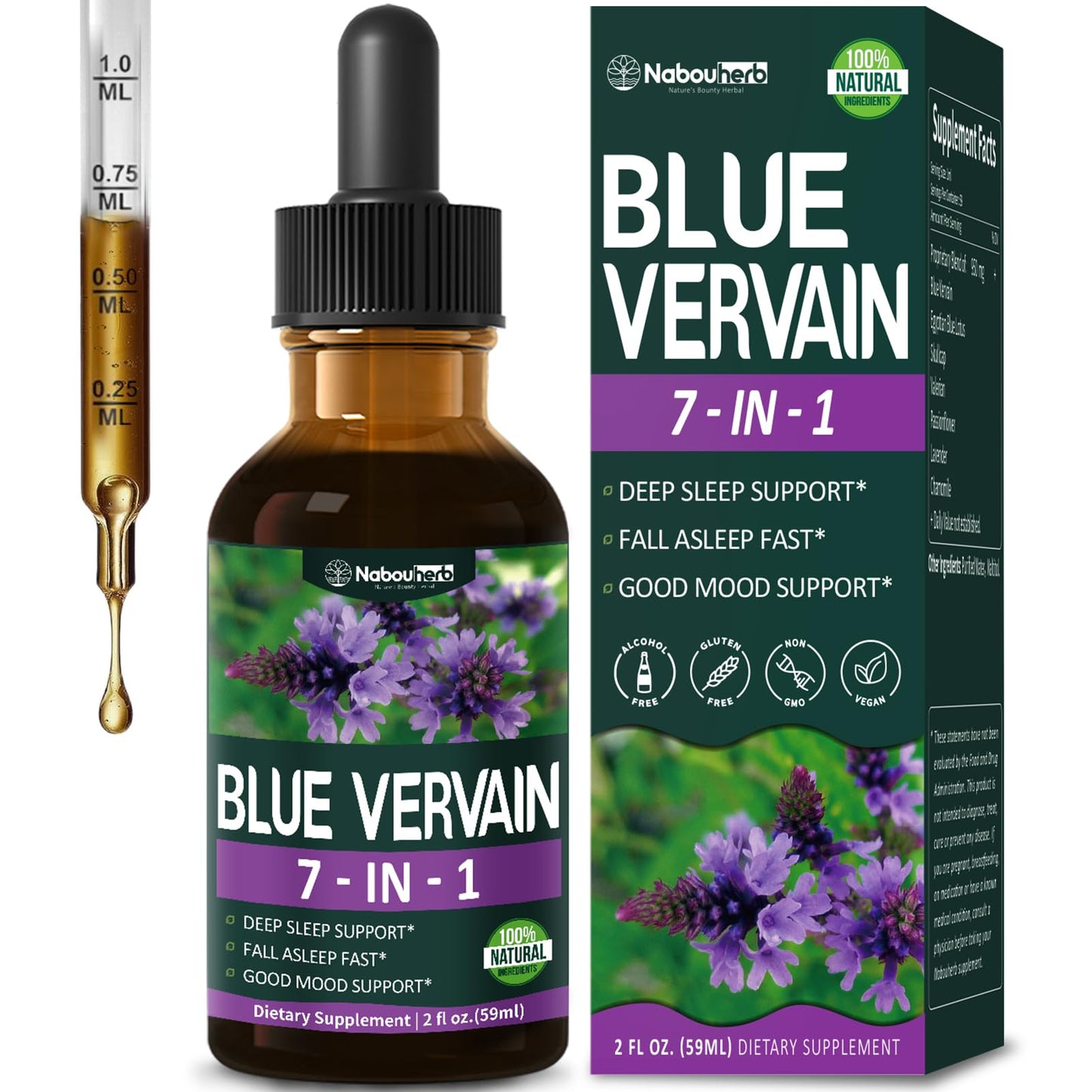 Nabouherb Blue Vervain Drops – 7-in-1 Sleep Support (2oz)