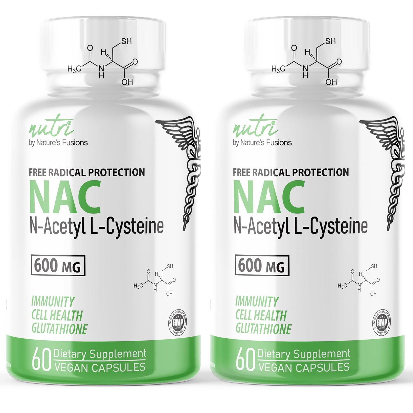 2 Pack NAC Supplement – N-Acetyl Cysteine 600mg | Nutri NAC 600mg – Antioxidant & Glutathione Support