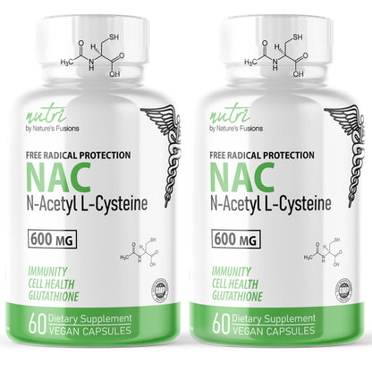 2 Pack NAC Supplement – N-Acetyl Cysteine 600mg | Nutri NAC 600mg – Antioxidant & Glutathione Support