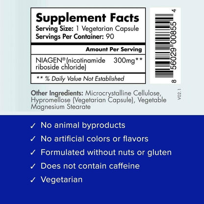 Tru Niagen NAD+ Supplement 300 mg – 2 Bottles, 90 Servings | Cellular Energy, Brain & Muscle