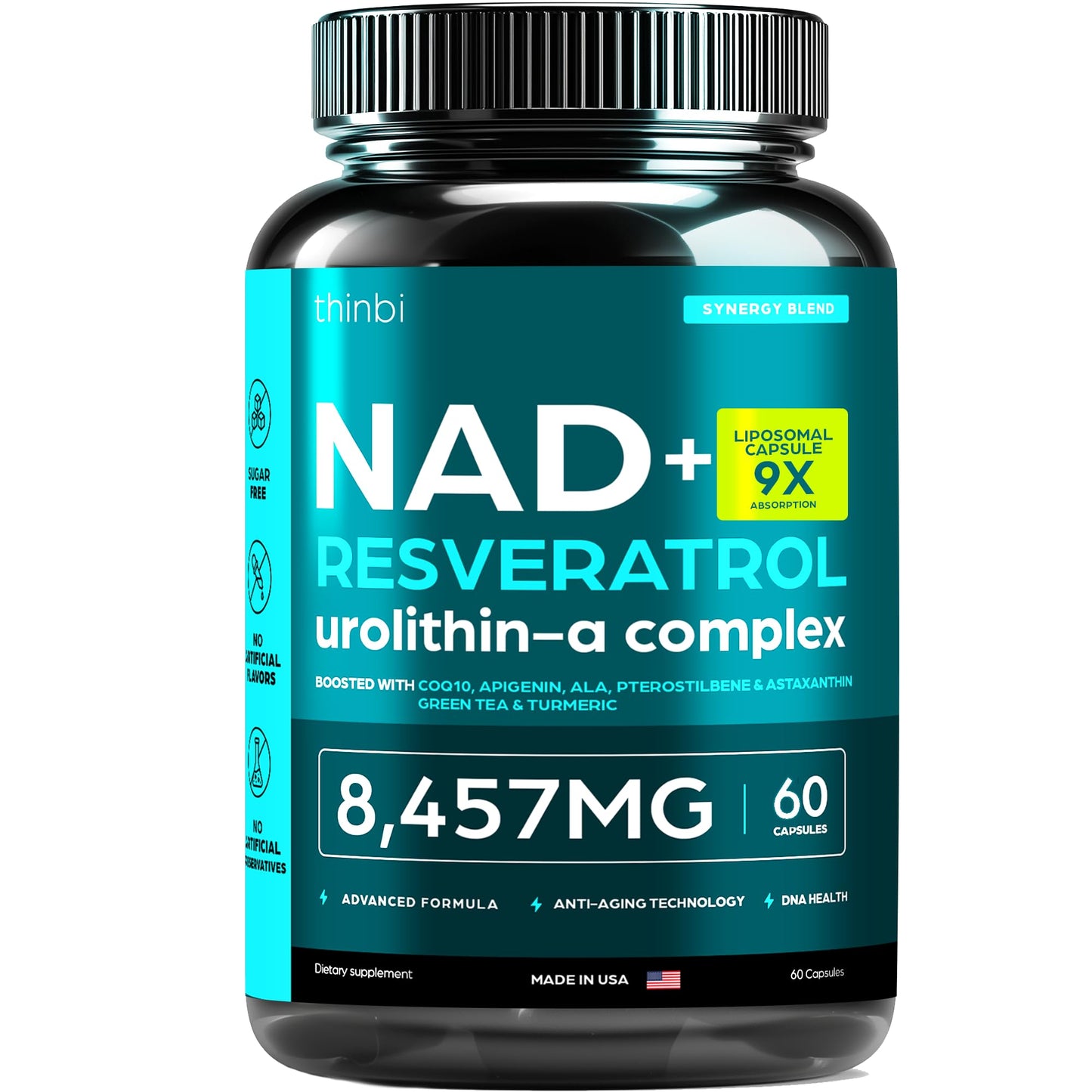 NAD Supplement 8457mg – Extra Strength NMN Liposomal + Green Tea for Women & Men