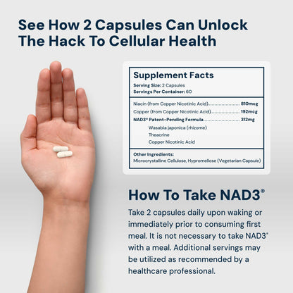 HPN NAD3 Clinical NAD+ Booster | Cellular Health & Natural Energy | 120ct, 60-Day Supply