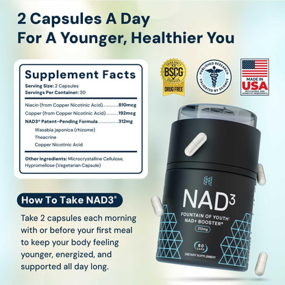 HPN NAD3 – Clinical NAD+ Booster for Cellular Health, Natural Energy & Healthy Aging