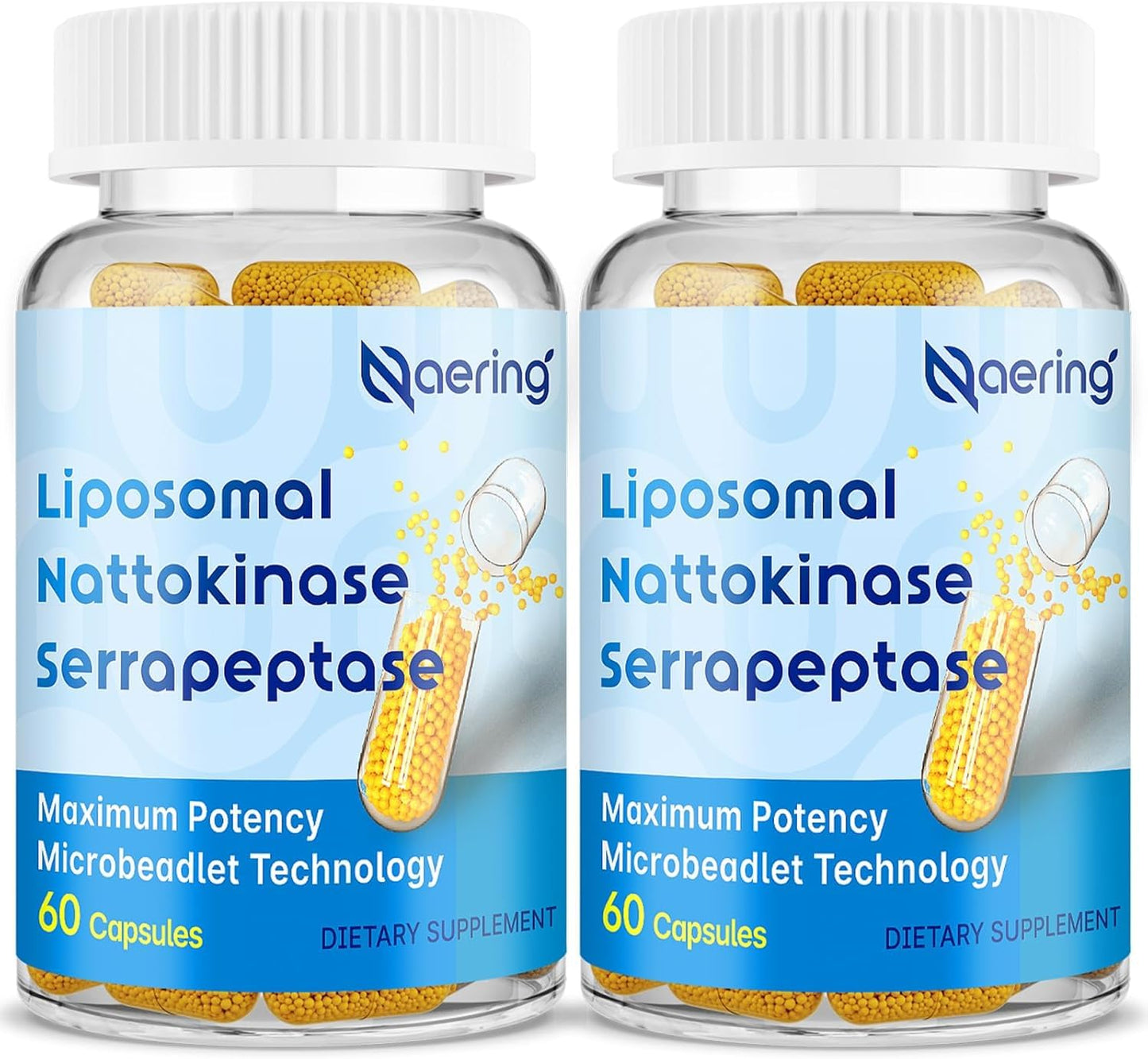 Naering Liposomal Nattokinase 12,000 FU + Serrapeptase 360,000 SPU – 60 Capsules (2 Bottles)
