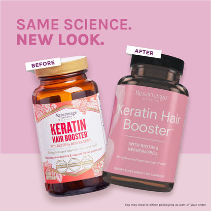 Reserveage Beauty Keratin Hair Booster with Biotin & Resveratrol – Hair & Nail Growth (120 Capsules)