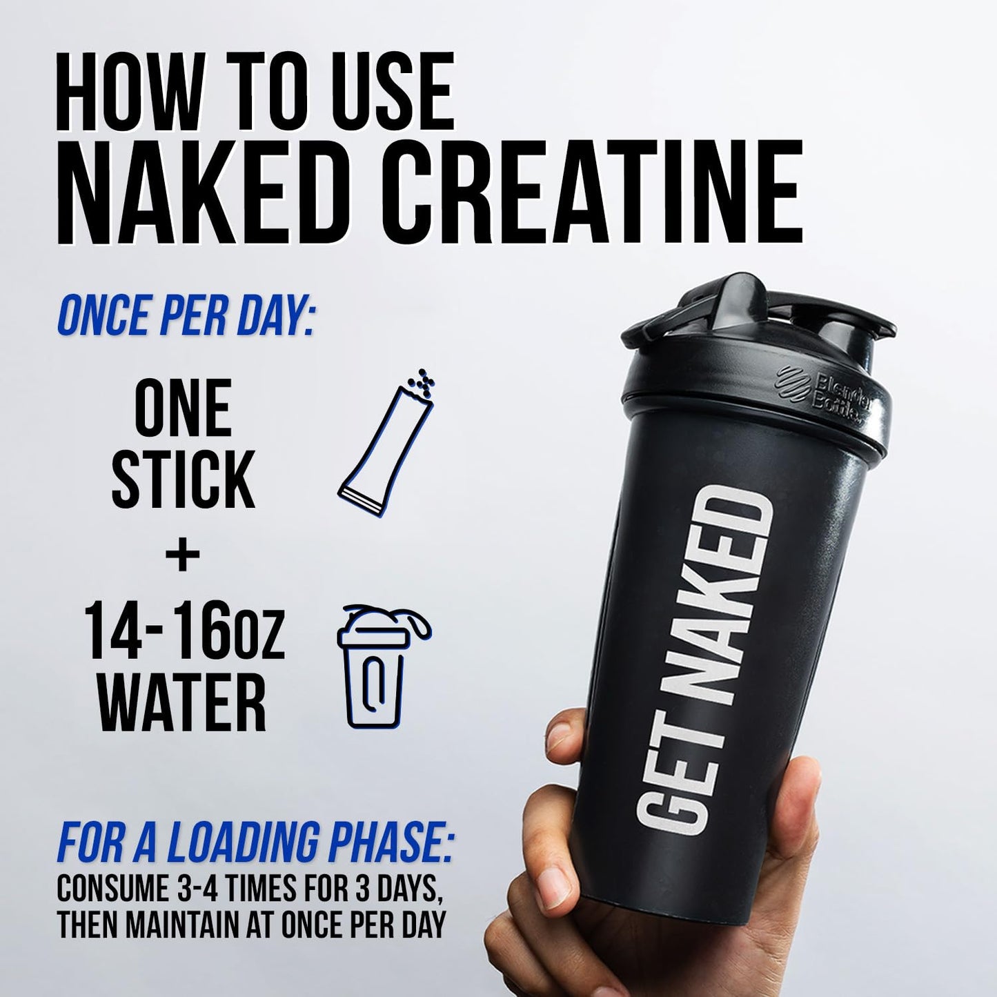 NAKED Pure Lemon Lime Creatine Monohydrate Stick Packs — 30 Pack | Vegan, Non-GMO, Gluten Free