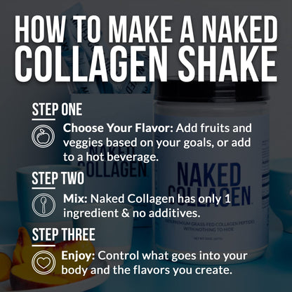 NAKED Vanilla Collagen Peptides – Pasture-Raised, Grass-Fed, 25 Servings, 19.4oz | Paleo, Keto, Non-GMO, Gluten Free
