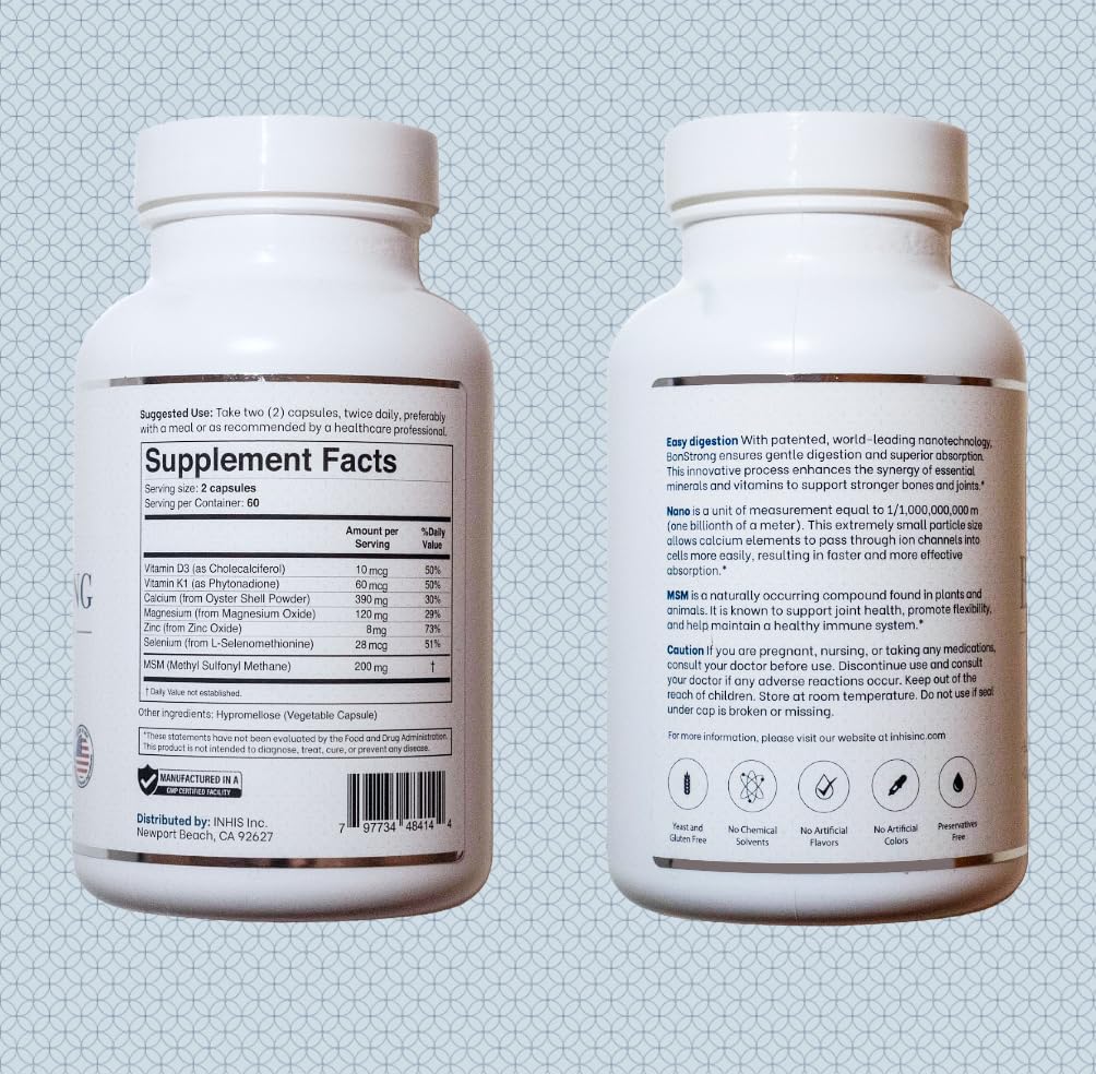 Nano Calcium Supplement – 7-in-1 Bone Support with MSM, D3, K1, Mg, Zn – Made in USA