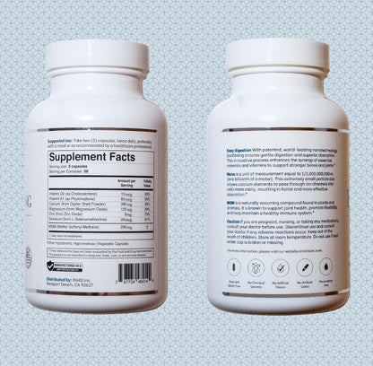 Nano Calcium Supplement – 7-in-1 Bone Support with MSM, D3, K1, Mg, Zn – Made in USA