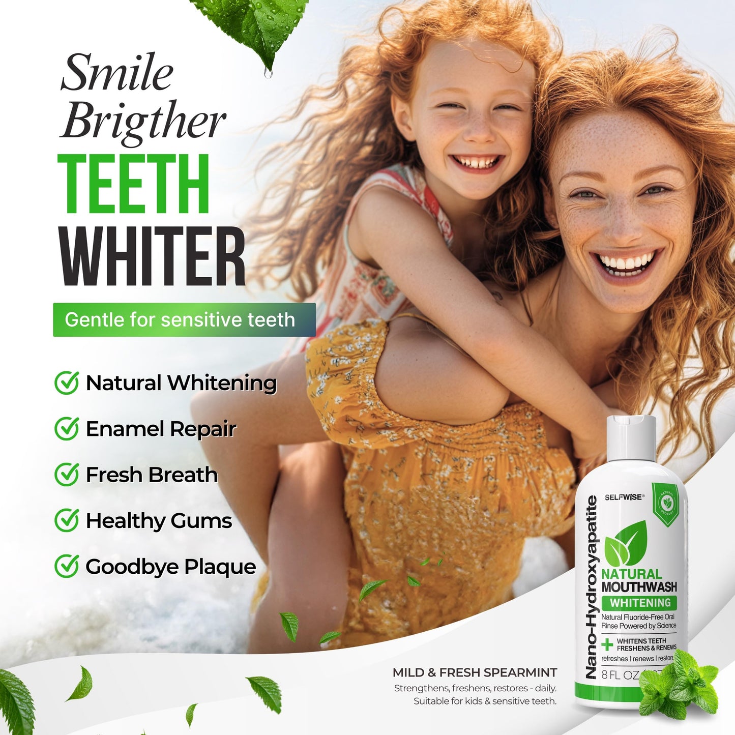 Nano-Hydroxyapatite Mouthwash with Xylitol – Fluoride-Free, Alcohol-Free, Gentle Whitening & Enamel Support