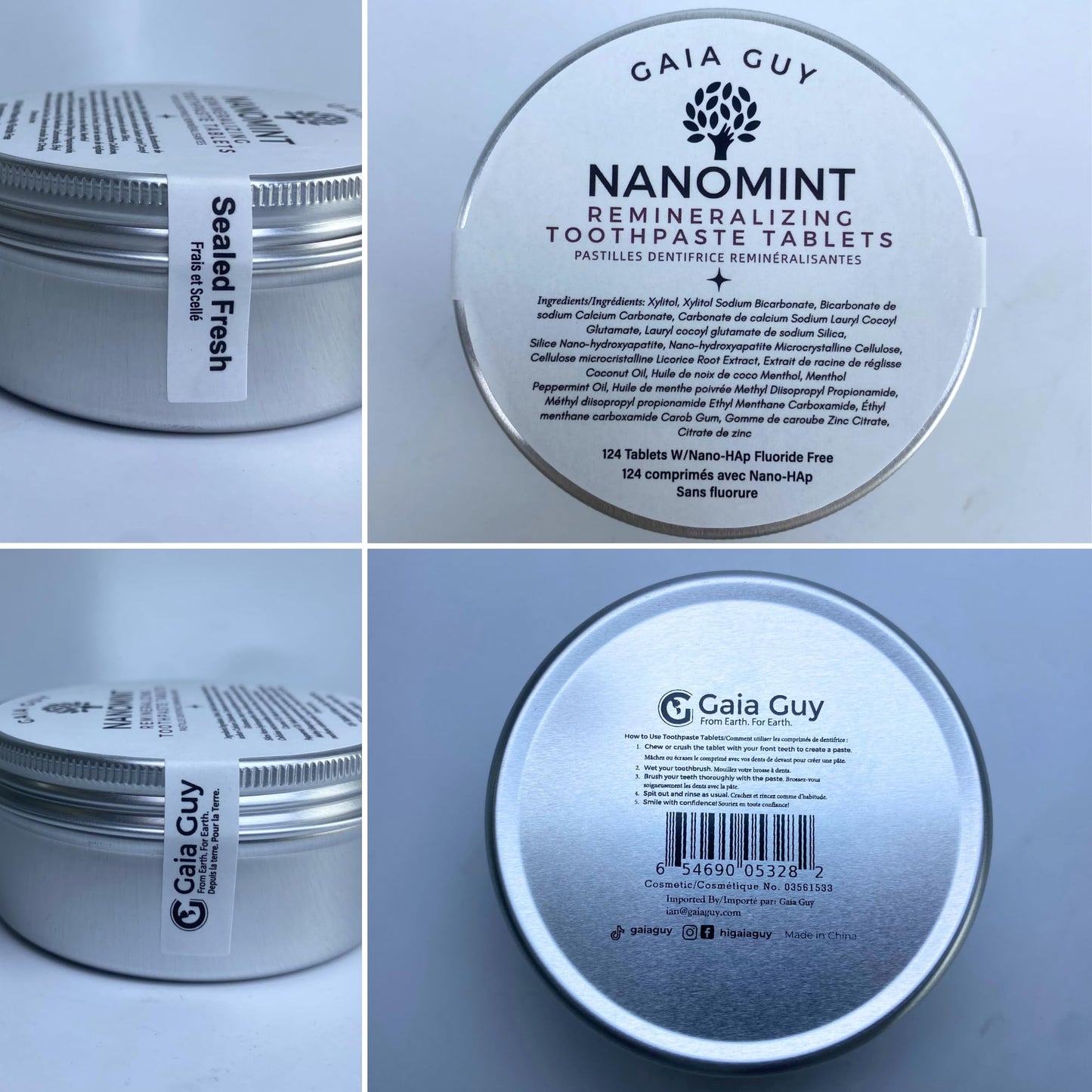 NanoMint - Remineralizing Toothpaste Tablets | Nano Hydroxyapatite | Fluoride-Free | 124 Tabs | Eco-Friendly Travel Tin