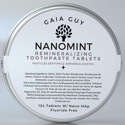 NanoMint - Remineralizing Toothpaste Tablets | Nano Hydroxyapatite | Fluoride-Free | 124 Tabs | Eco-Friendly Travel Tin