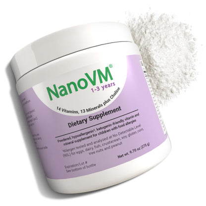 NanoVM 1-3 Years Allergen-Free Multivitamin for Kids – Unflavored Powder, 14 Vitamins & 13 Minerals (275g) | Solace Nutrition