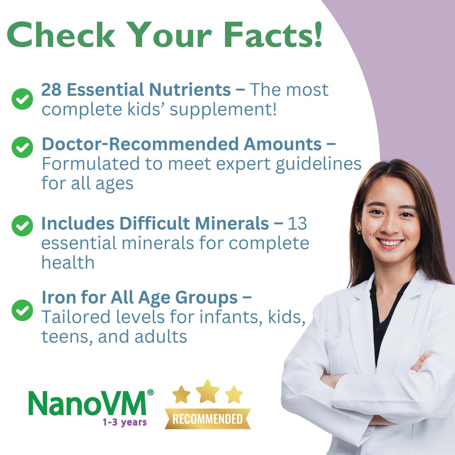 NanoVM 1-3 Years Allergen-Free Multivitamin for Kids – Unflavored Powder, 14 Vitamins & 13 Minerals (275g) | Solace Nutrition