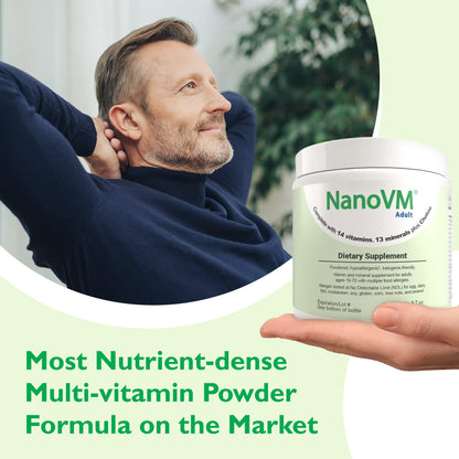 NanoVM Adult Allergen-Free Multivitamin Powder — 13 Vitamins & 13 Minerals, Low-Carb, 275g