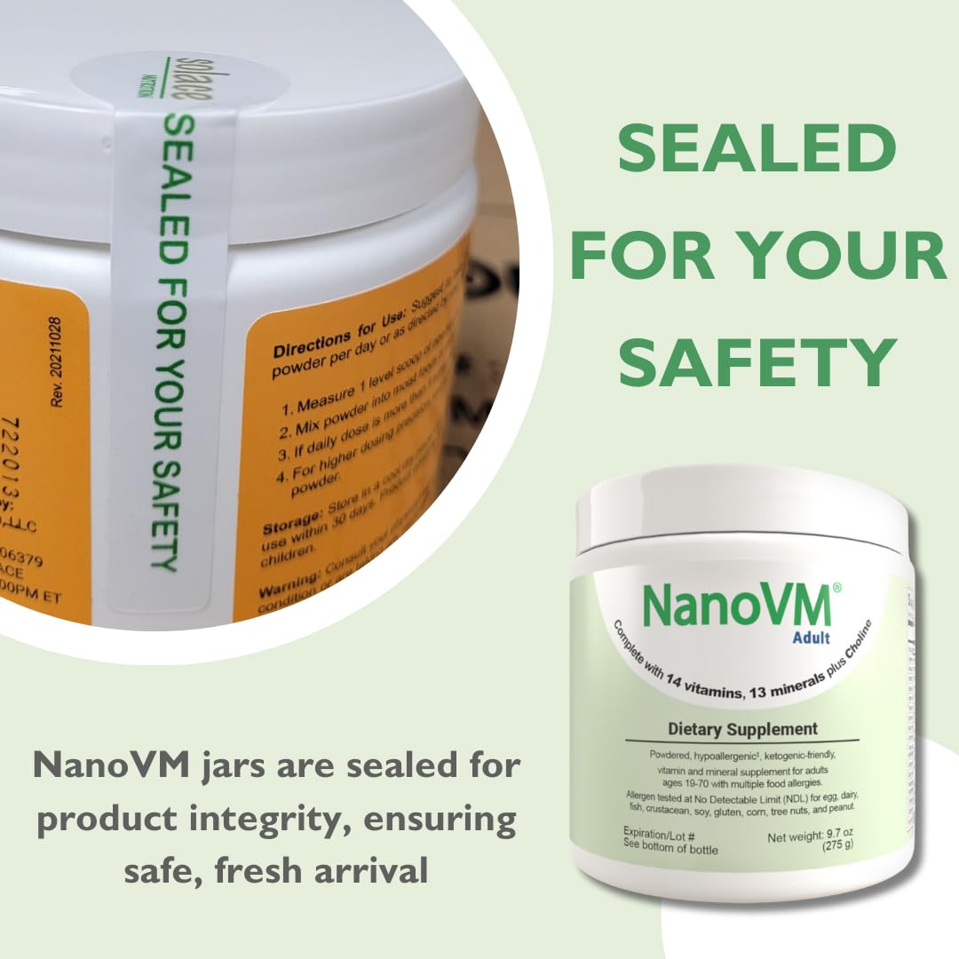 NanoVM Adult Allergen-Free Multivitamin Powder — 13 Vitamins & 13 Minerals, Low-Carb, 275g