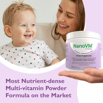NanoVM 1-3 Years Allergen-Free Multivitamin for Kids – Unflavored Powder, 14 Vitamins & 13 Minerals (275g) | Solace Nutrition