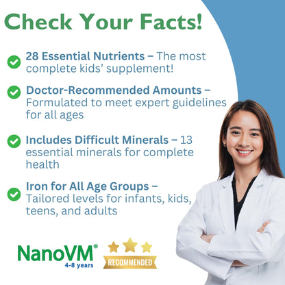 NanoVM 4-8 Years Allergen-Free Kids Multivitamin Powder | Solace Nutrition 275g