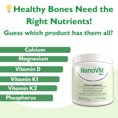 NanoVM Adult Allergen-Free Multivitamin Powder — 13 Vitamins & 13 Minerals, Low-Carb, 275g