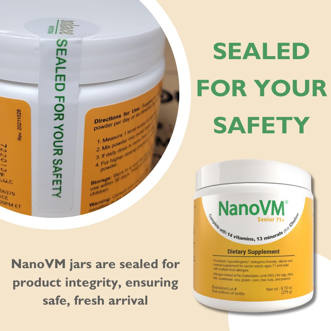 NanoVM Senior 71+ Unflavored Multivitamin Powder | Allergen-Free, Low-Carb (275g) – Solace Nutrition