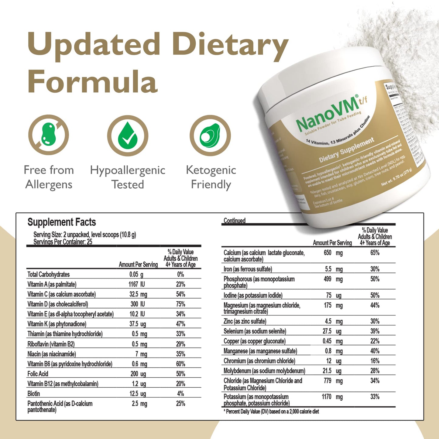 NanoVM t/f – Allergen-Free Kids Multivitamin for Tube Feeding (275g) | Solace Nutrition