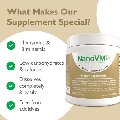 NanoVM t/f – Allergen-Free Kids Multivitamin for Tube Feeding (275g) | Solace Nutrition