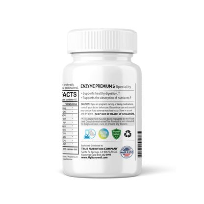 NANOWELL Enzyme Premium S - Digestive Health Multi-Enzyme (10 Enzymes) - 60 Capsules