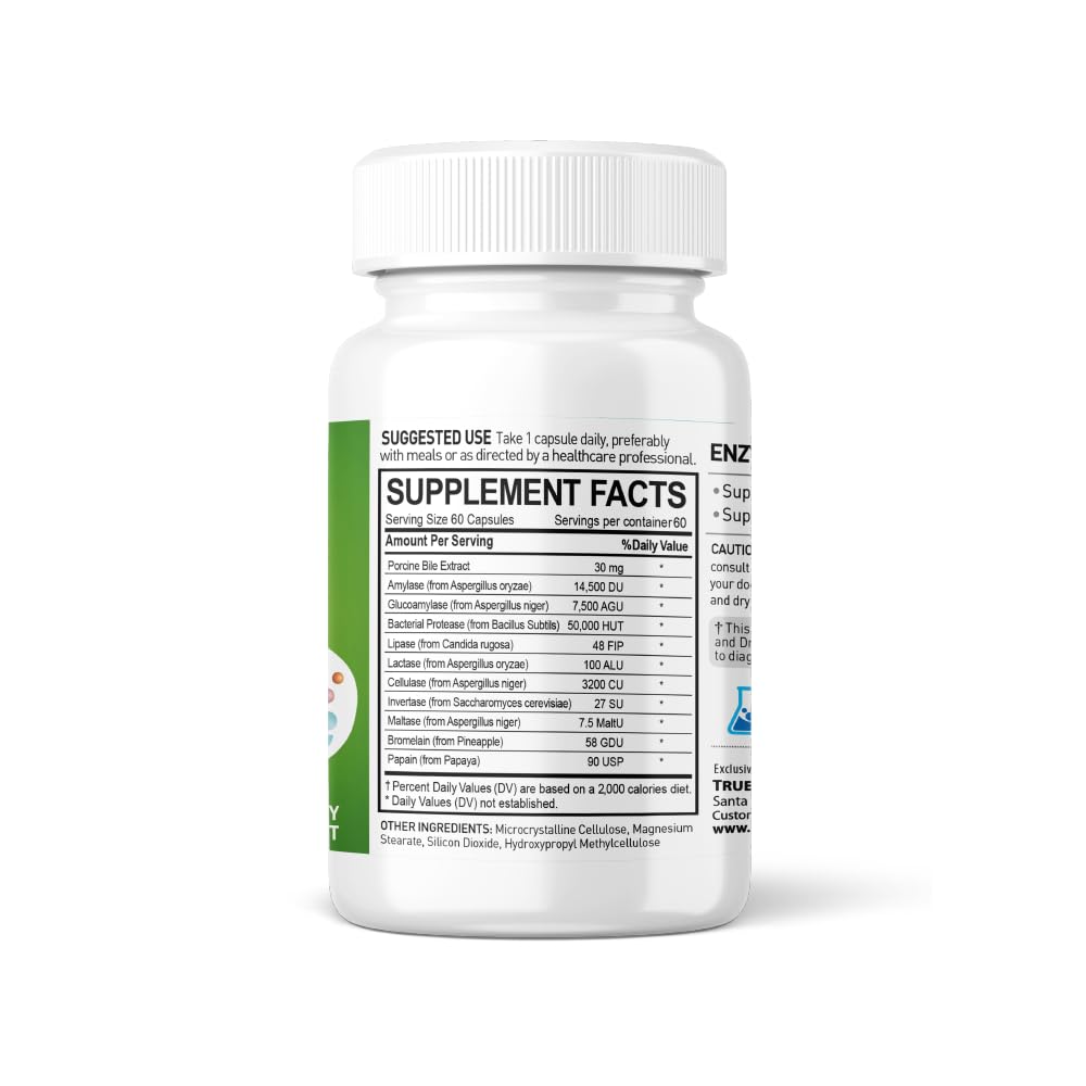 NANOWELL Enzyme Premium S - Digestive Health Multi-Enzyme (10 Enzymes) - 60 Capsules