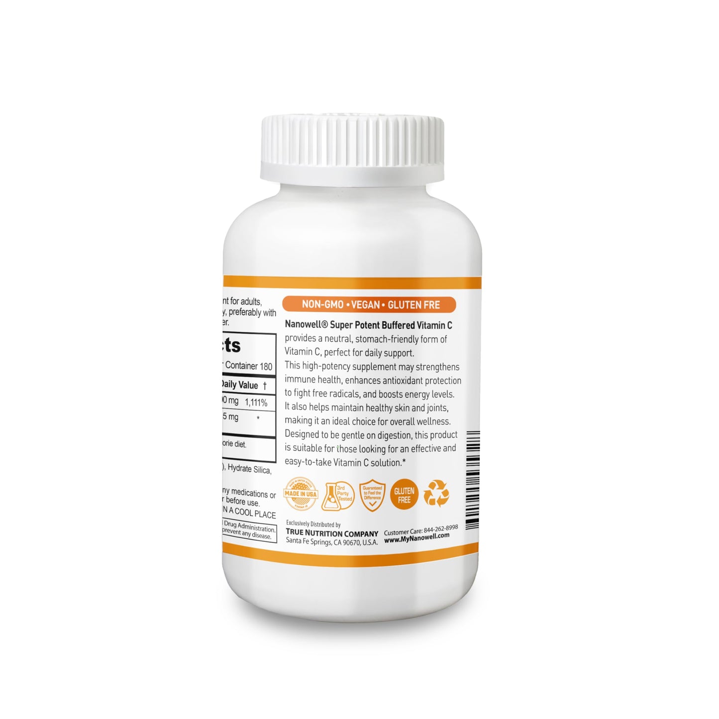 NANOWELL Super Potent Buffered Vitamin C 1000 mg with Bioflavonoid Complex - Immune Support, Antioxidant & Skin & Joints