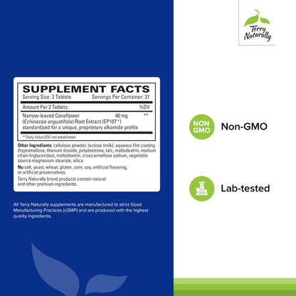 Terry Naturally AnxioCalm – Calming Support with Narrow-Leaved Coneflower (75 Tablets)