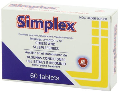 Nartex Simplex Homeopathic Sedative Tablets, 60 Count | Natural Stress & Sleep Support