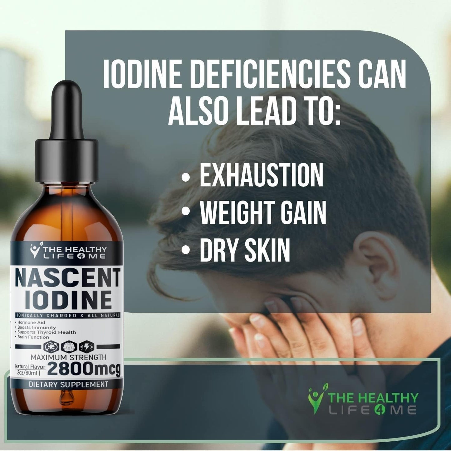 Nascent Iodine Supplement | 2800mcg | Potassium Iodide | Iodine Drops | 100% Vegan | Clear Color | Large 2oz