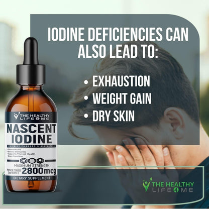 Nascent Iodine Supplement | 2800mcg | Potassium Iodide | Iodine Drops | 100% Vegan | Clear Color | Large 2oz