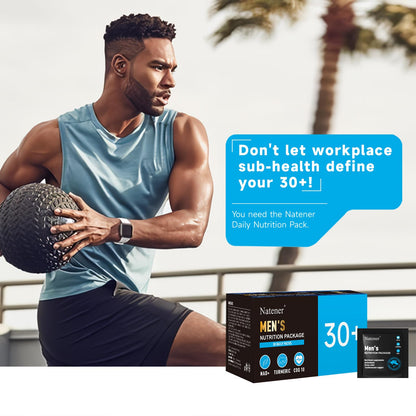 Natener Man 6 in 1 Daily Pack – 2070mg Vitamin & Supplement Quintet (CoQ10, Omega-3, NAD+, Ashwagandha, Turmeric) | 30-Day Supply