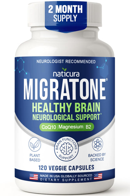 Migratone Headache Support Formula by Naticura – PA-Free Butterbur, Magnesium, B Vitamins & CoQ10
