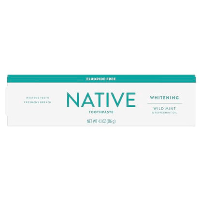 Native Fluoride-Free Whitening Toothpaste 4.1oz (3-Pack) – Wild Mint & Peppermint Oil
