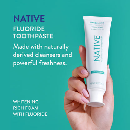 Native Fluoride Toothpaste – Wild Mint (4.1 oz), 3 Count | Naturally Derived Cleaners