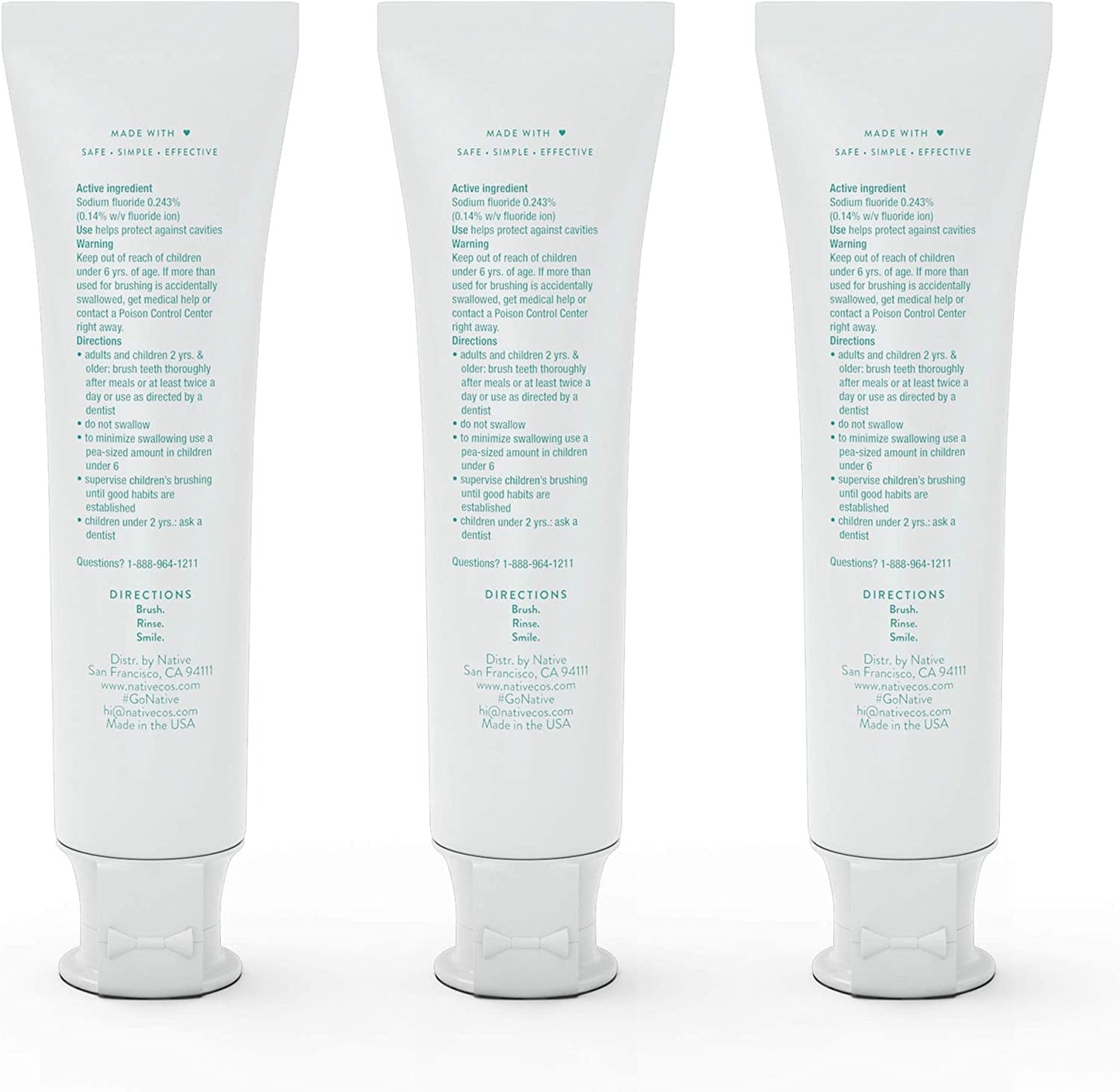 Native Fluoride Toothpaste – Wild Mint (4.1 oz), 3 Count | Naturally Derived Cleaners