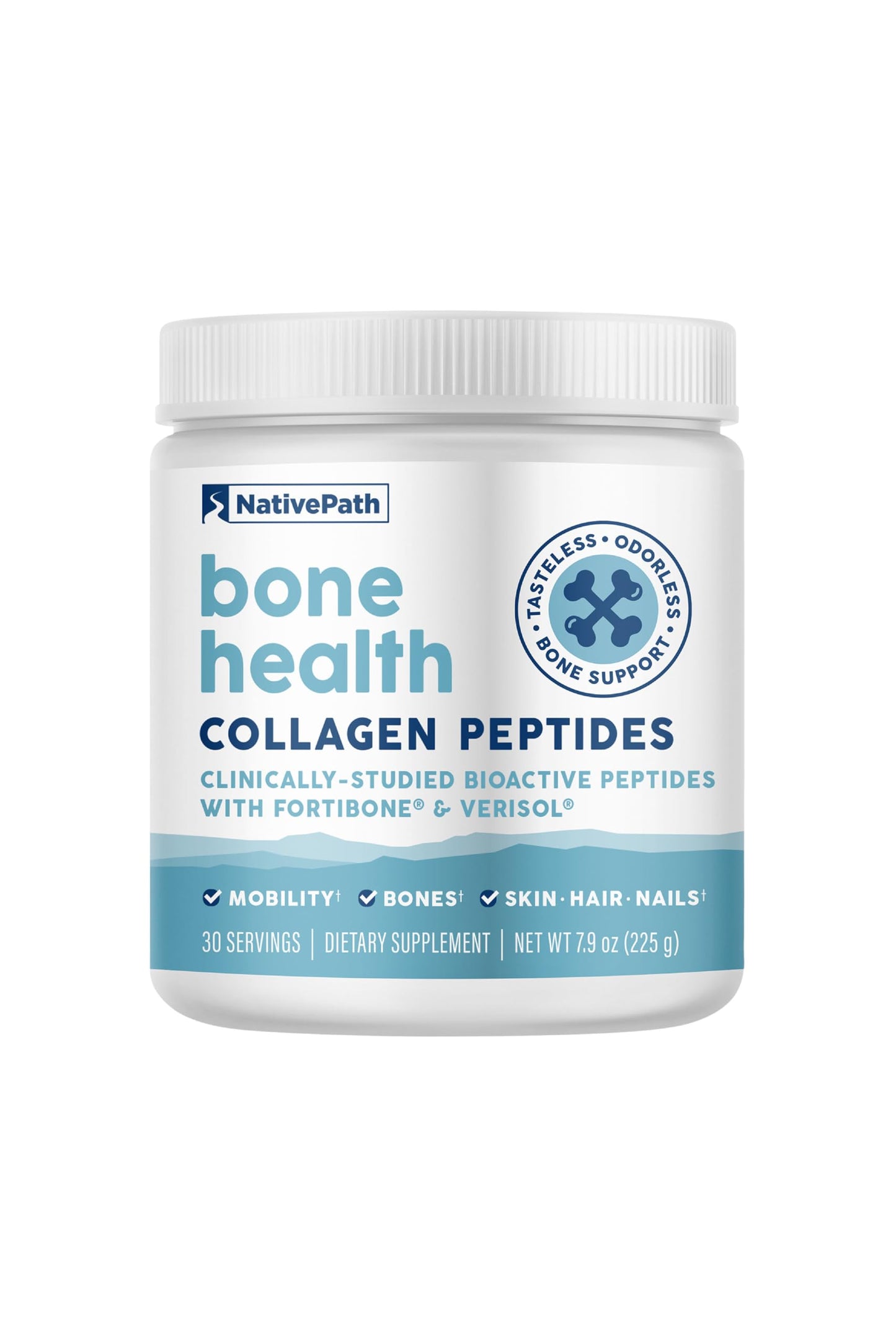 NativePath Bone Health Collagen Peptides – Fortibone & Verisol, Type 1 & 3, 7.9 oz, 30 Servings
