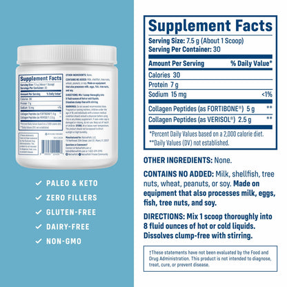 NativePath Bone Health Collagen Peptides – Fortibone & Verisol, Type 1 & 3, 7.9 oz, 30 Servings
